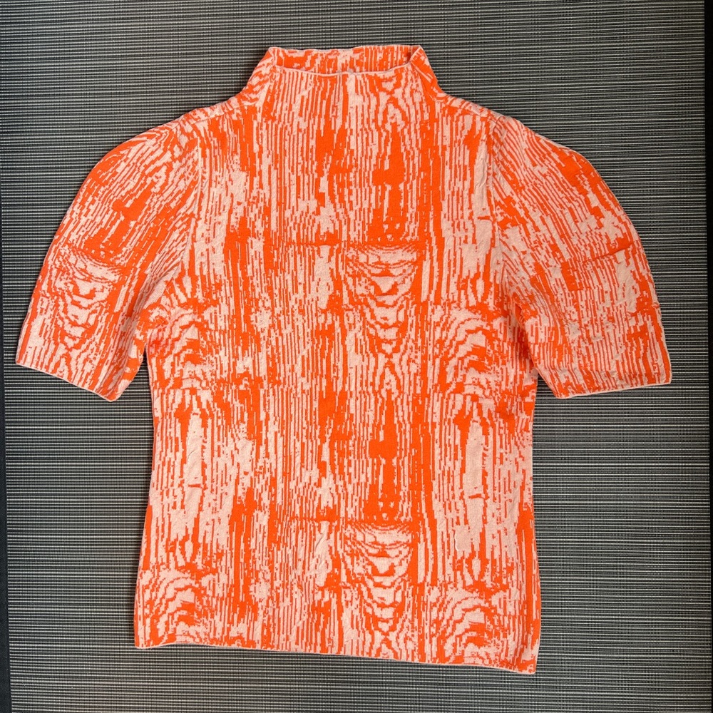 Anthropologie Orange and Cream Sweater